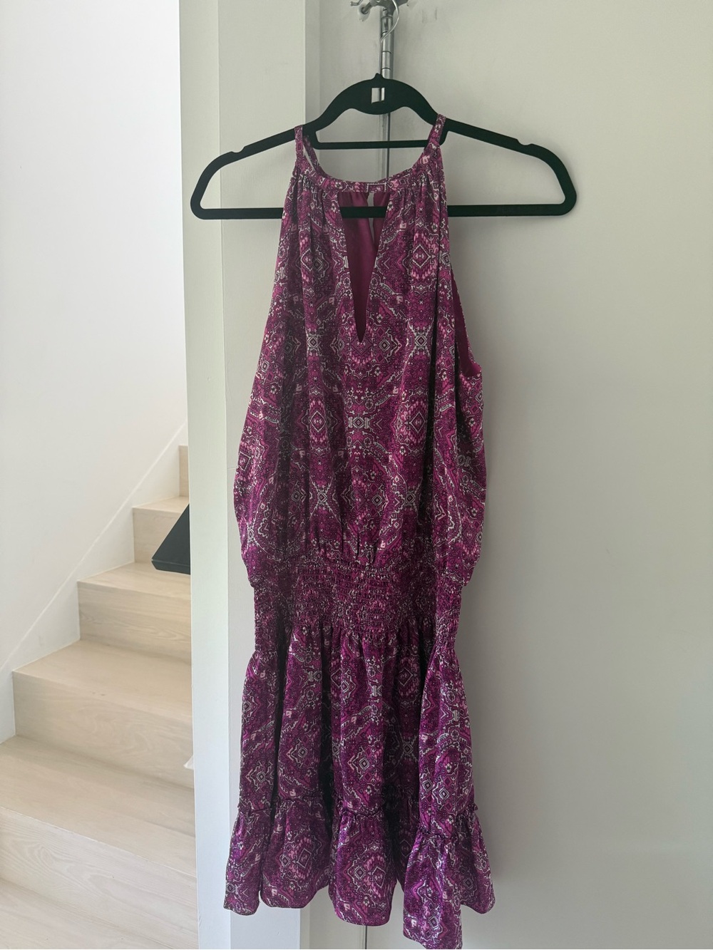 Ramy Brook Magenta Paisley Mini Halter Dress